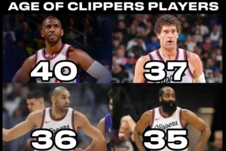 豪华老头乐👴快船11人轮换平均32.7岁🚗只有3人不到30岁