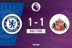 半场-切尔西暂1-1桑德兰 加纳乔收获蓝军首球内托送助攻